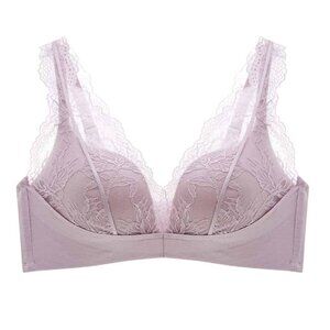 NWT Understance The UpLift Wireless Diamond Neckline Lace Bra, Pale Mauve